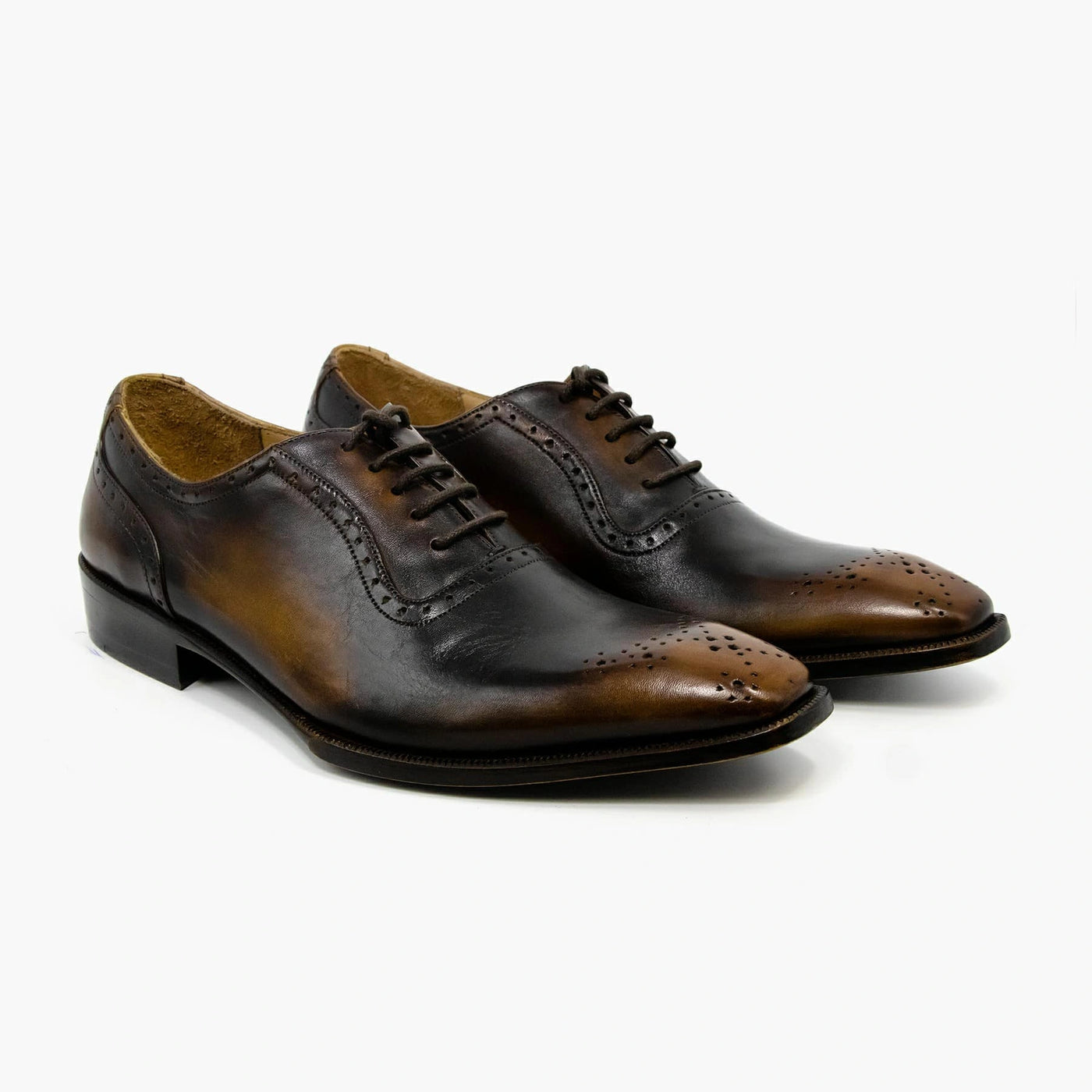 Men's Black Cashew Lace Up Oxford Leather Shoes