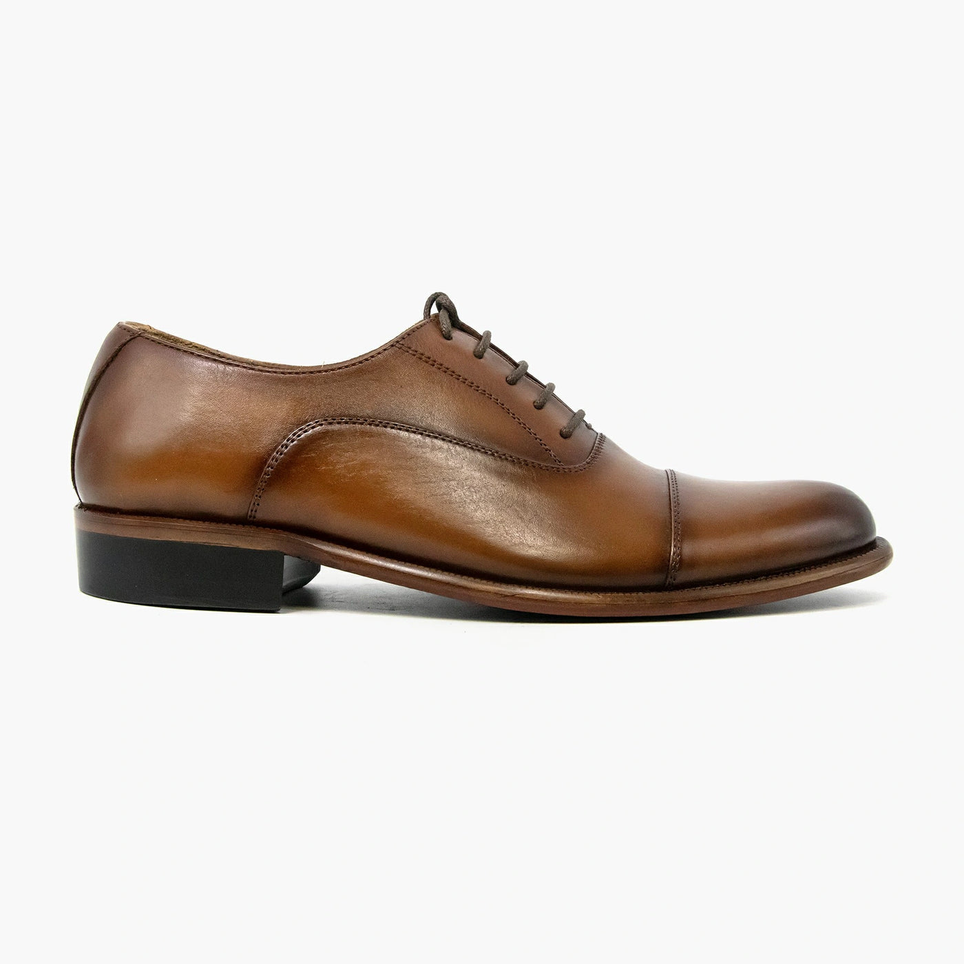 Lace Up Cap Toe Oxford Leather Shoes