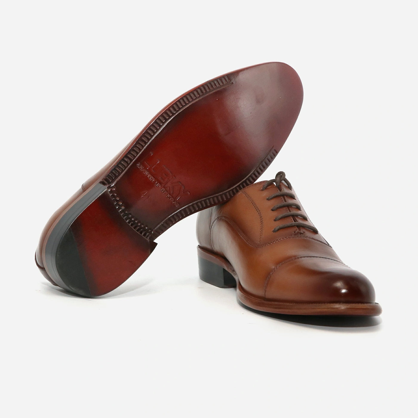 Lace Up Cap Toe Oxford Leather Shoes