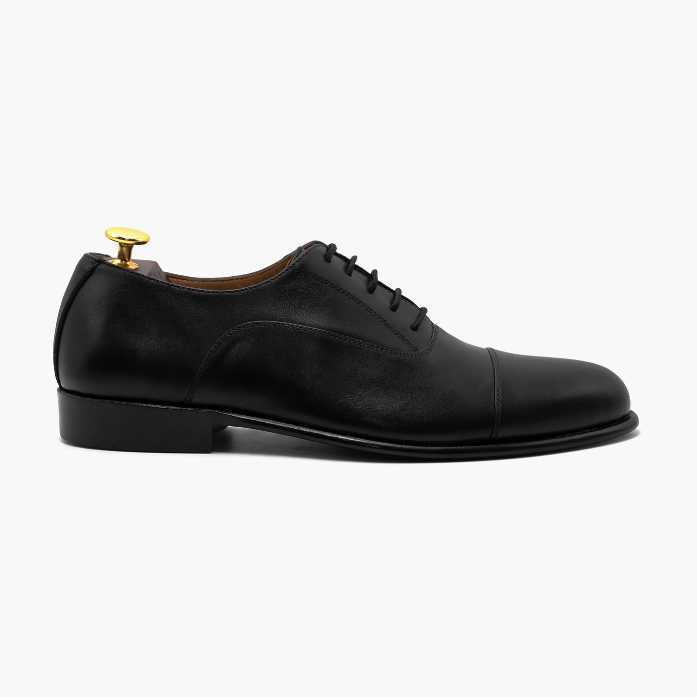 Black Round Toe Oxford Leather Shoes