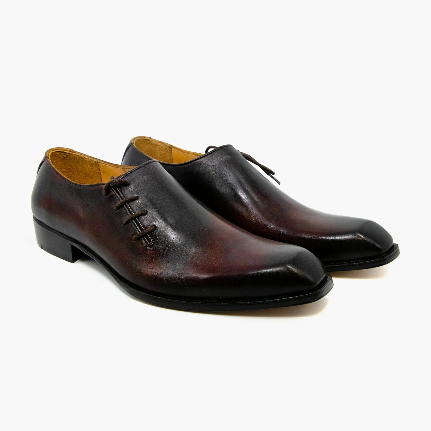 Side Throat Lace Up Black Brown Whole Cut Shoes
