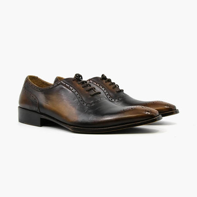 Men's Black Cashew Lace Up Oxford Leather Shoes