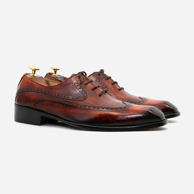 Mustered Brown Longwing Chiseled Toe Leather Shoes