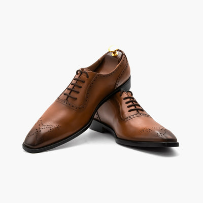 Brown Chiseled Toe Leather Shoes