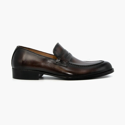 Dark Brown Penny Loafers Leather Shoes
