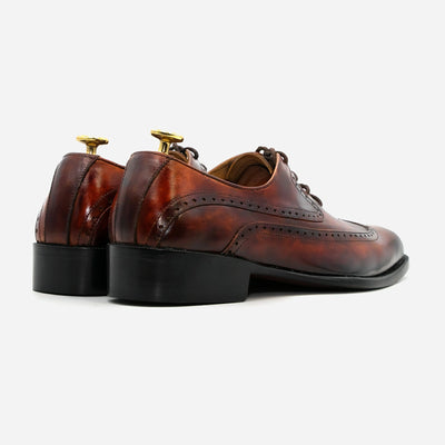 Mustered Brown Longwing Chiseled Toe Leather Shoes