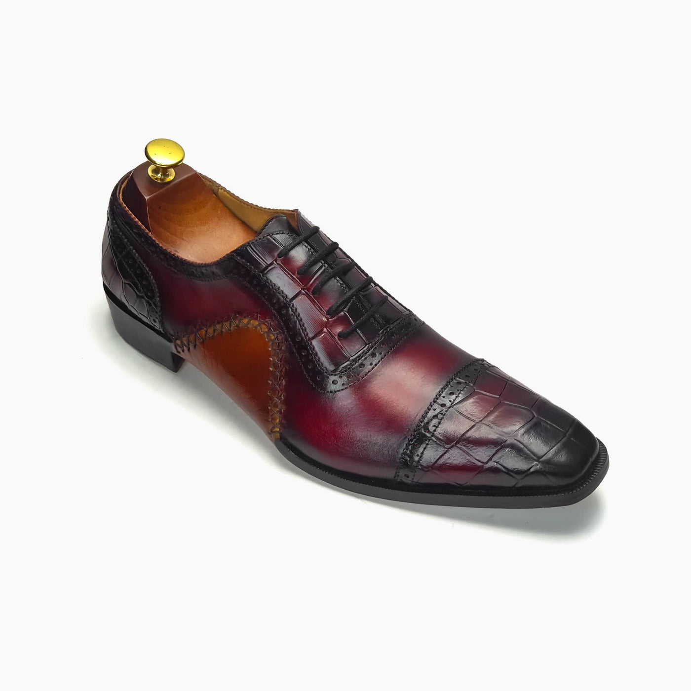 Burgundy Chiseled Toe Oxford Rocket Shoes