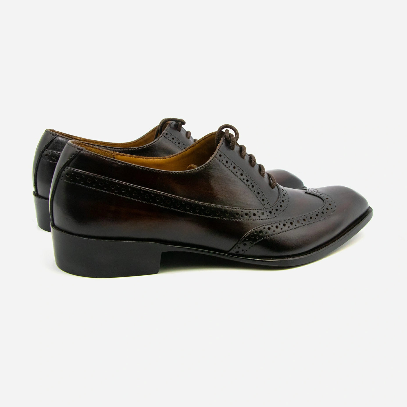 Dark Brown Black Wing Tip Brogue Leather Shoes