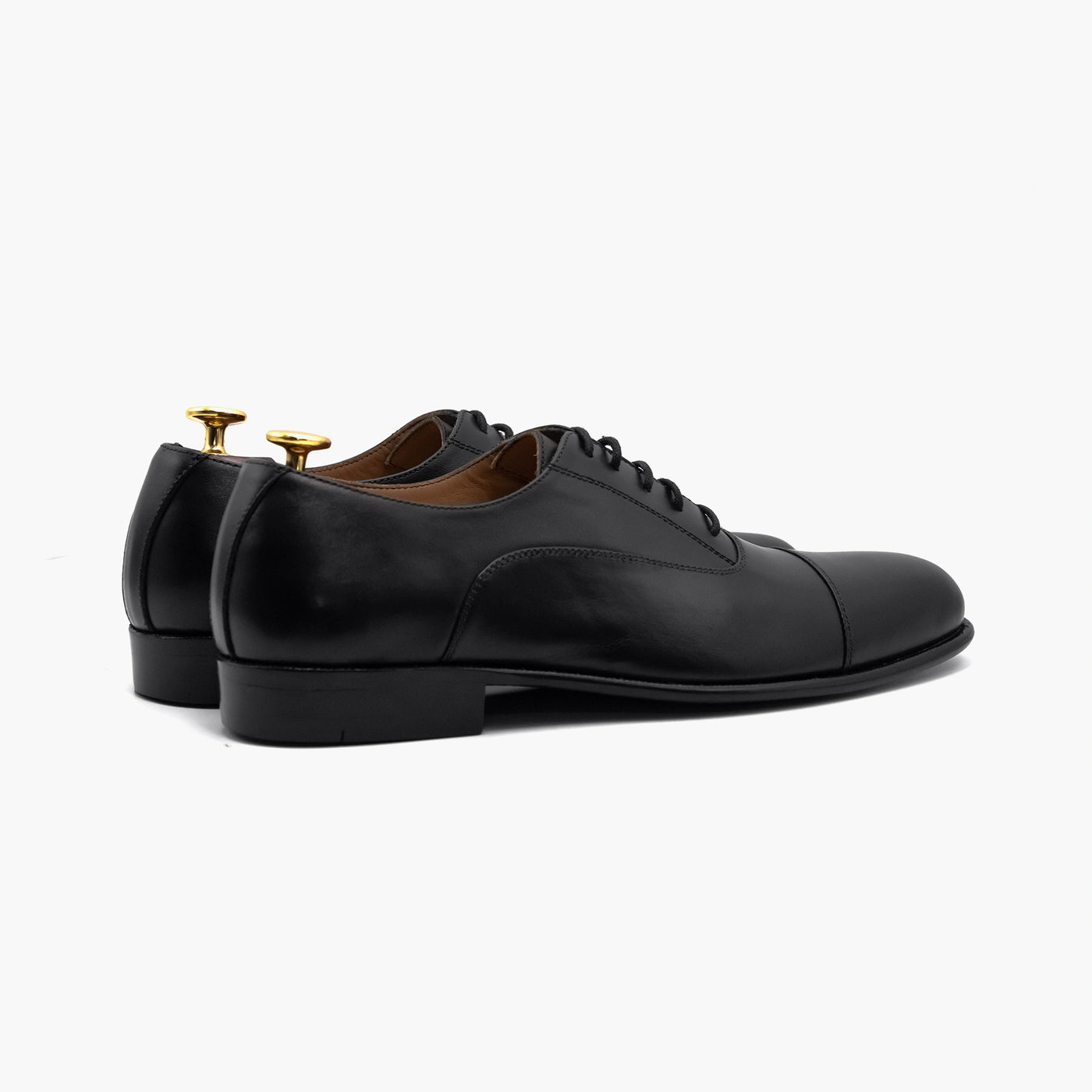 Black Round Toe Oxford Leather Shoes