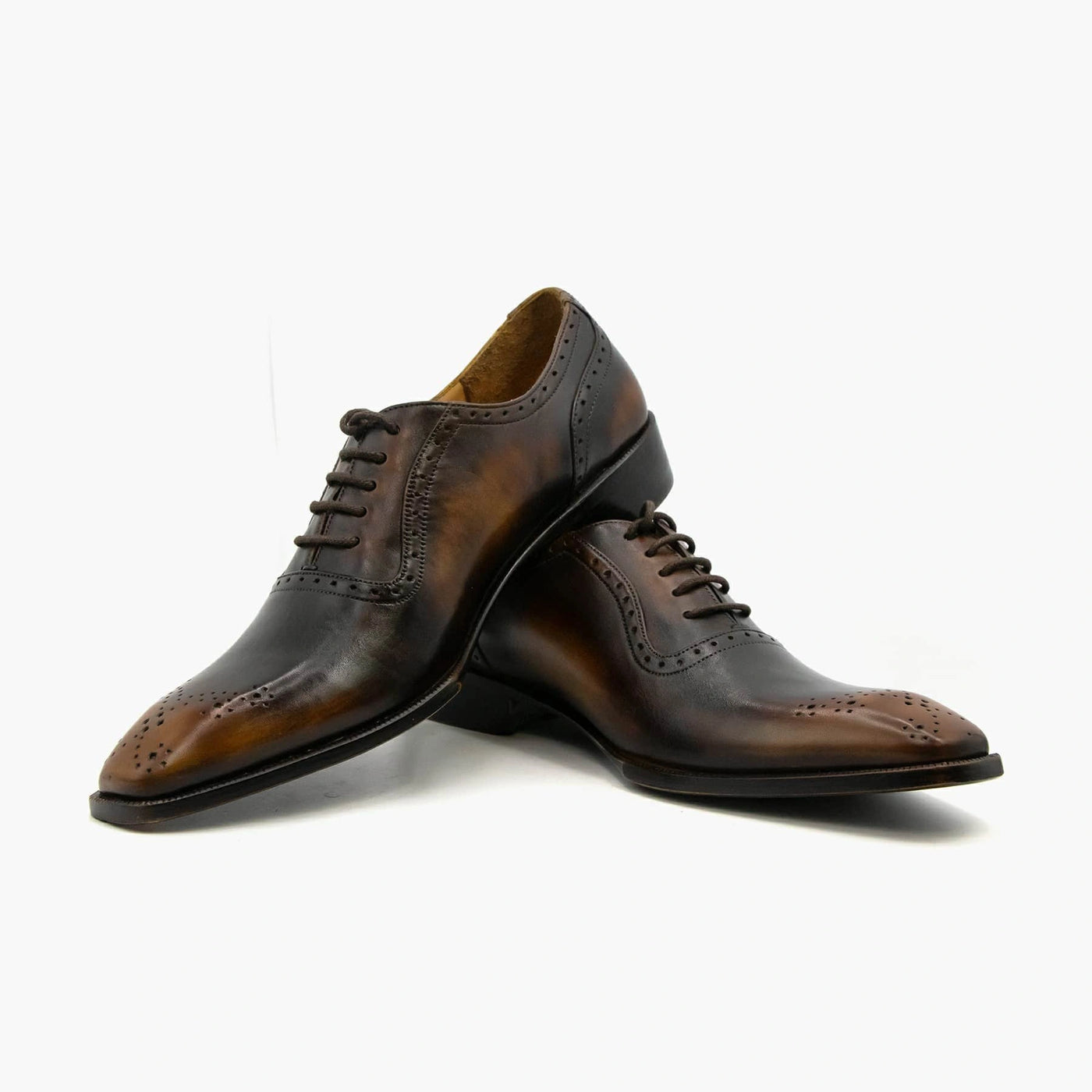 Men's Black Cashew Lace Up Oxford Leather Shoes