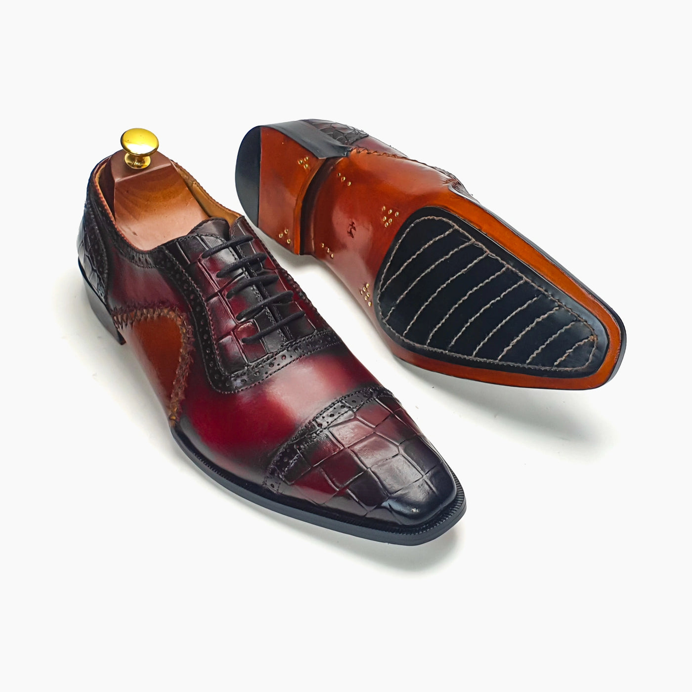 Burgundy Chiseled Toe Oxford Rocket Shoes