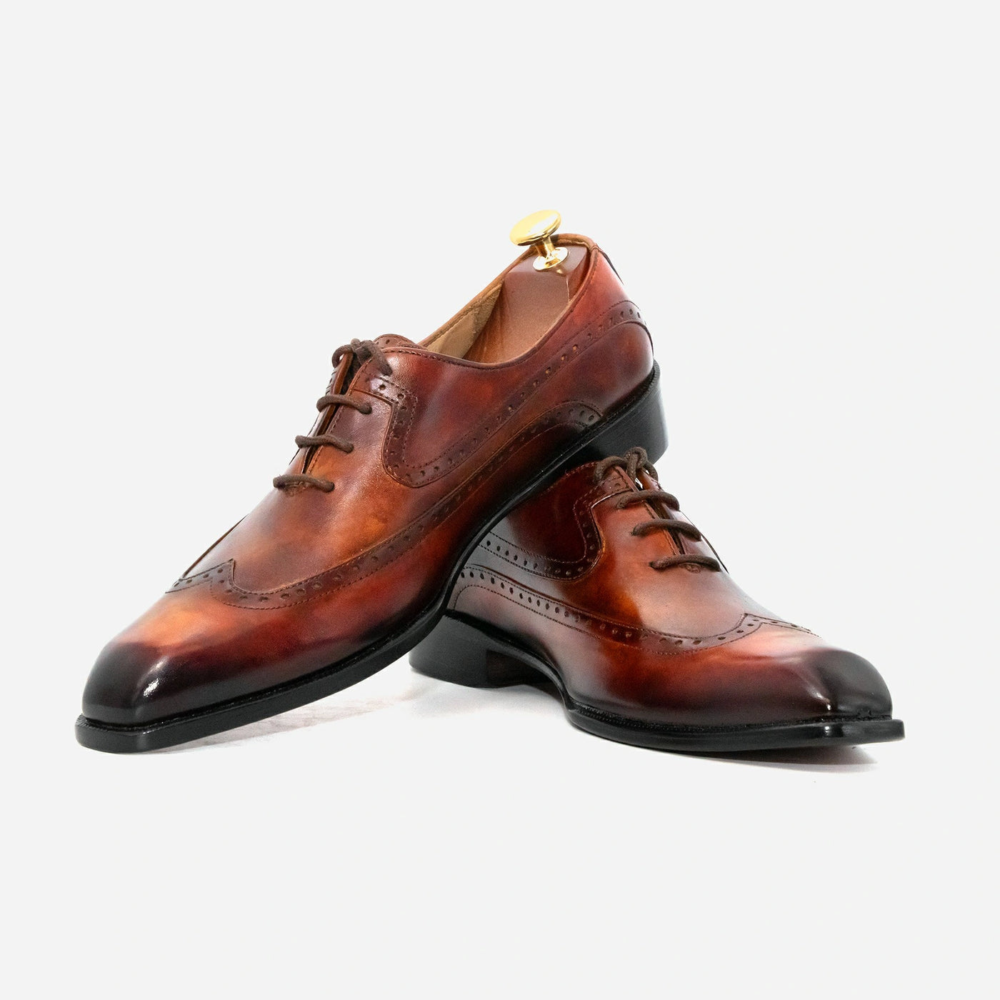 Mustered Brown Longwing Chiseled Toe Leather Shoes