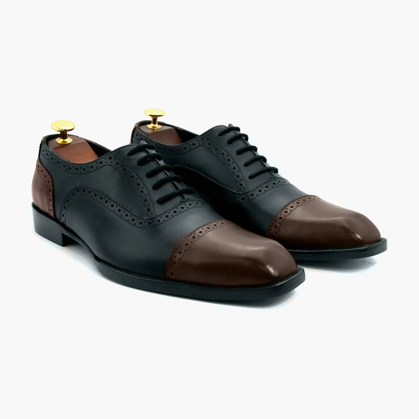 Black Brown Oxford Leather Shoes