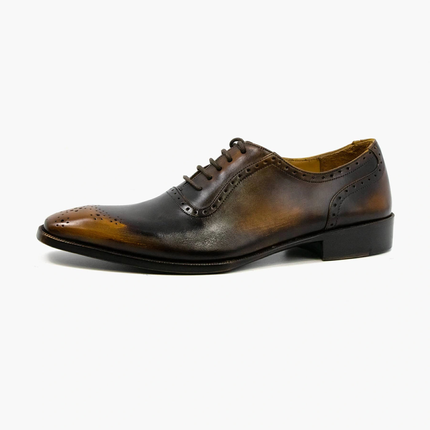 Men's Black Cashew Lace Up Oxford Leather Shoes