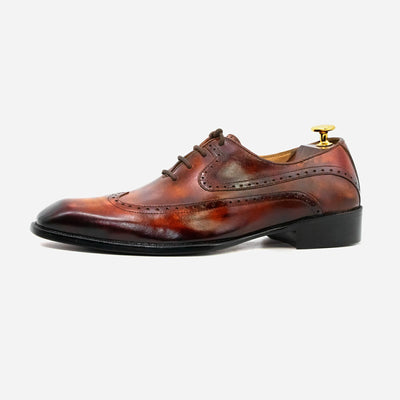 Mustered Brown Longwing Chiseled Toe Leather Shoes