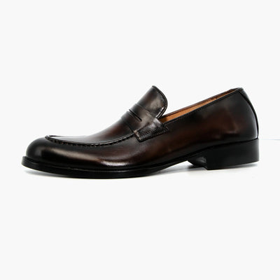 Dark Brown Penny Loafers Leather Shoes