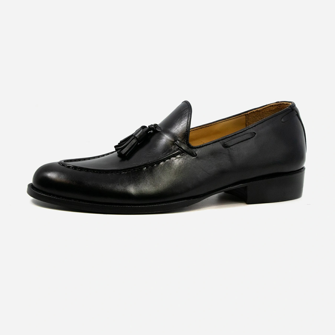 Men's Black Loafer Tassel Leather Shoes