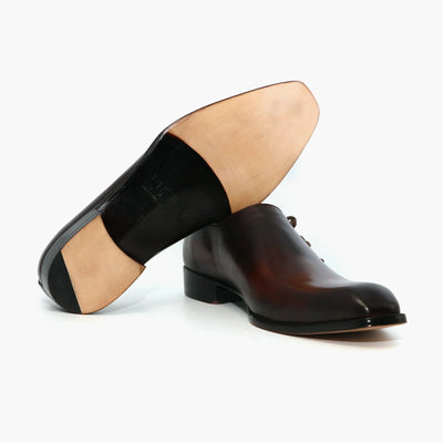 Side Throat Lace Up Black Brown Whole Cut Shoes