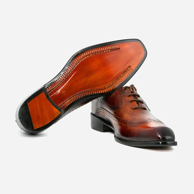 Mustered Brown Longwing Chiseled Toe Leather Shoes