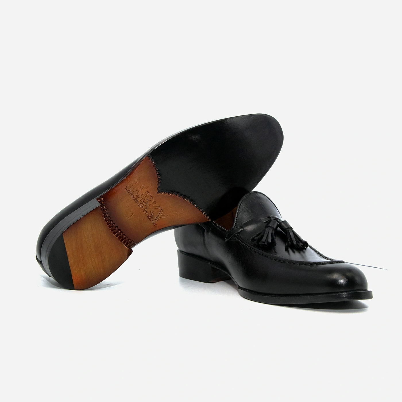 Men's Black Loafer Tassel Leather Shoes