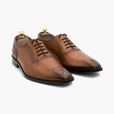 Brown Chiseled Toe Leather Shoes