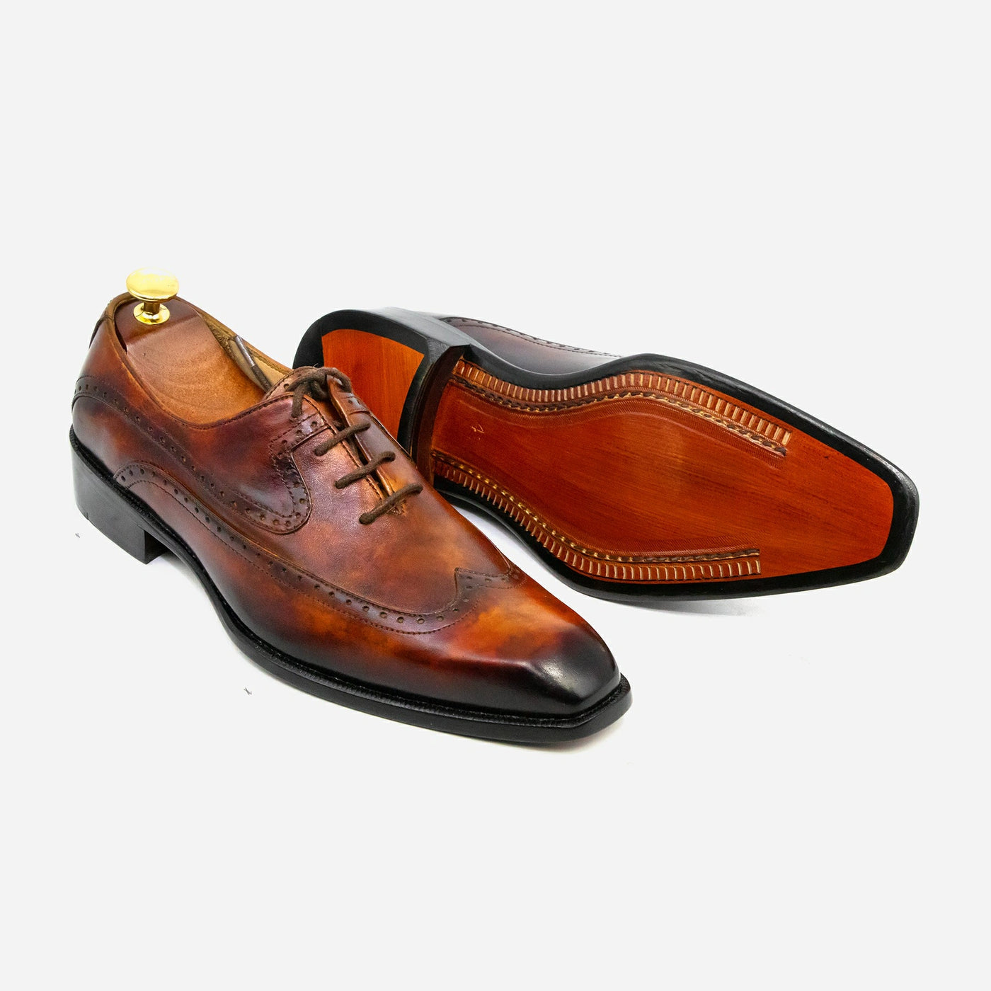 Mustered Brown Longwing Chiseled Toe Leather Shoes