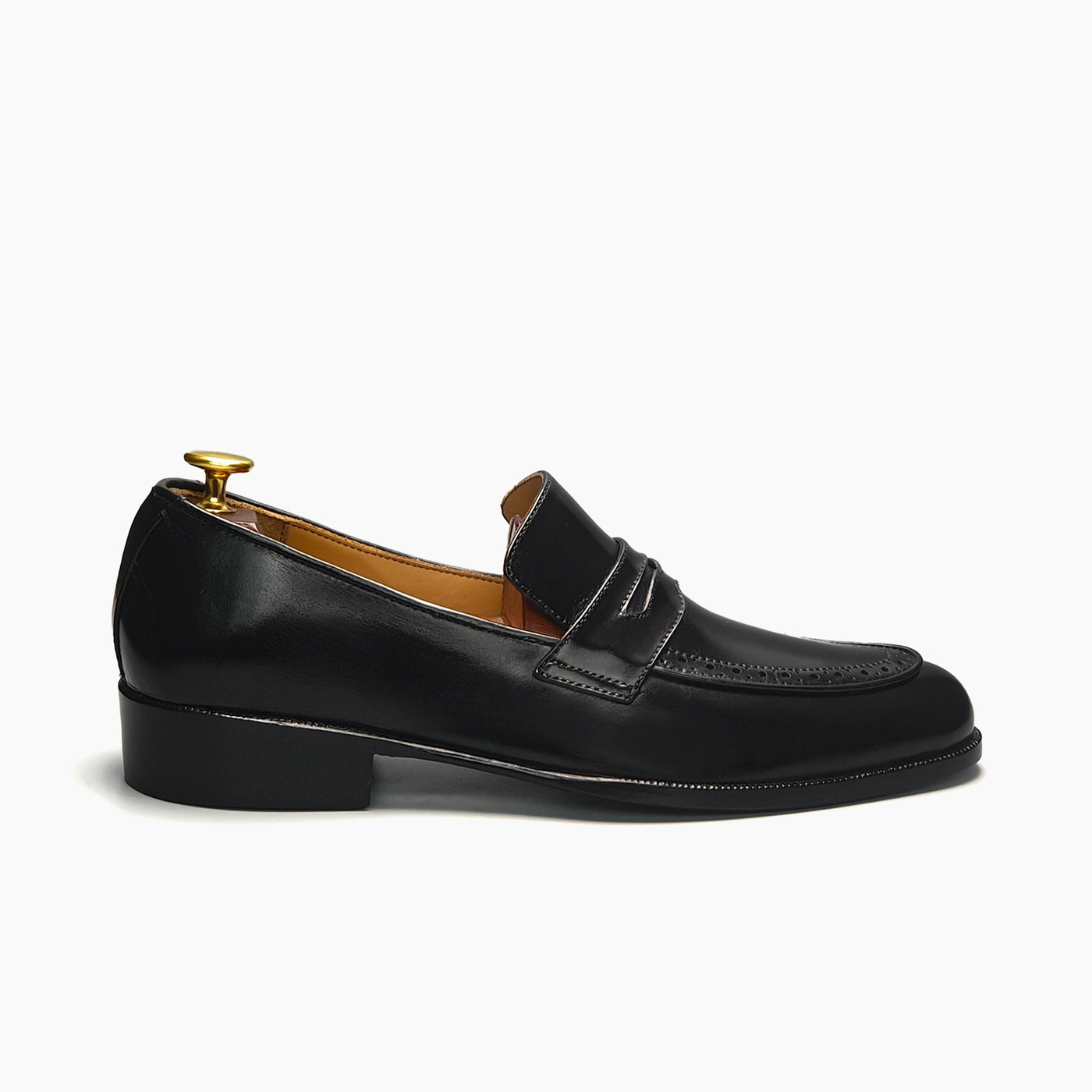 Black Penny Moccasin Leather Shoes